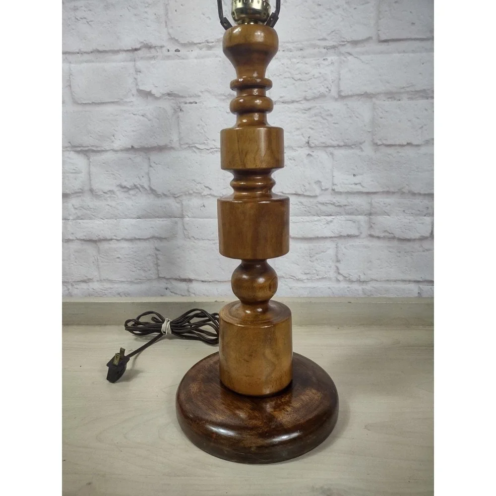Vintage Wooden Table Lamp Base Retro Turned Wood Cottagecore Granny 1960's Chic